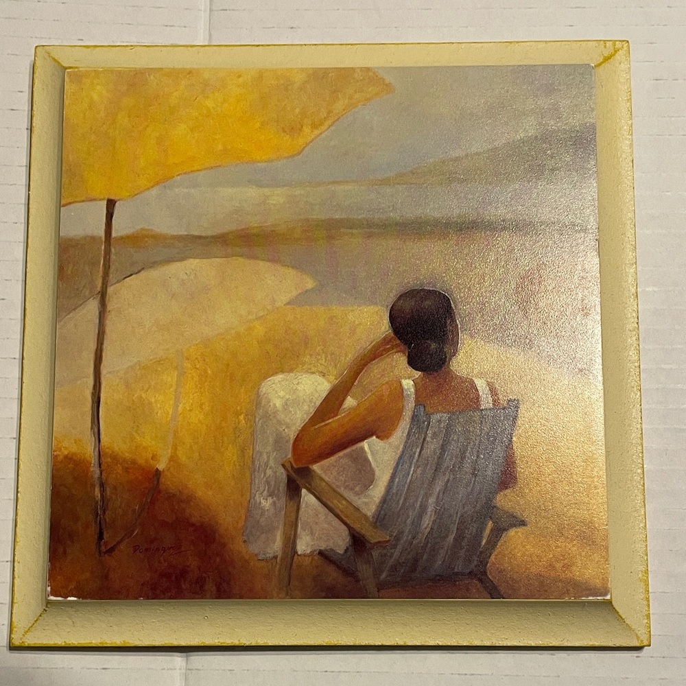 SET of 4 Miguel Dominguez wooden hanging plaques. Beach Seaside Art in Motion